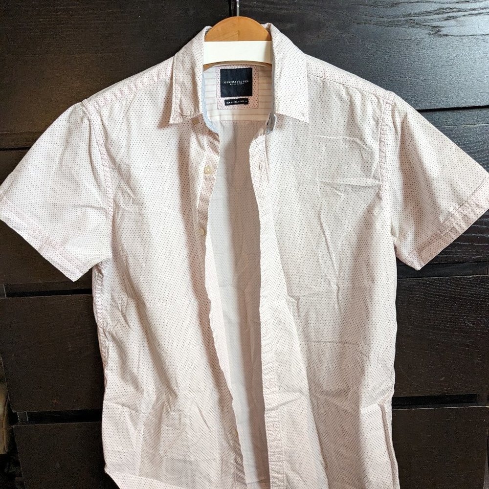 Pink Dot Pattern Short Sleeve Shirt - Denim & Flower - Small